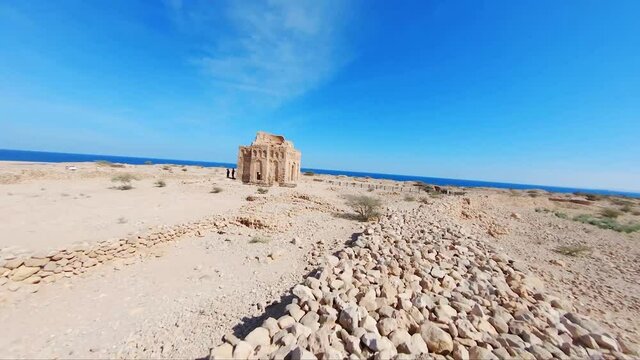 Bibi Maryam Mausoleum, lonely tomb in Qalhat, Oman. it is all that remains of a once-bustling ancient trade hub visited by Marco Polo. 
