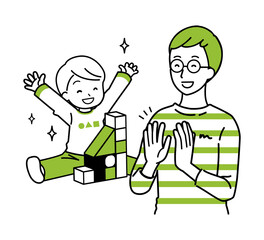 Illustration of a man comforting a child.