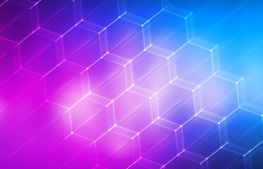 Dark ultraviolet abstract background. Neon geometric shapes, lines.