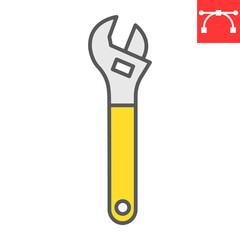 Adjustable wrench color line icon