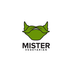 moustache vegetarian logo design template