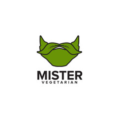 Obraz premium moustache vegetarian logo design template