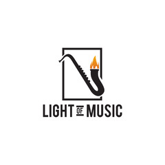 Saxophone fire logo design template