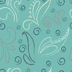 Seamless background pattern  leaves blue print wallpaper
