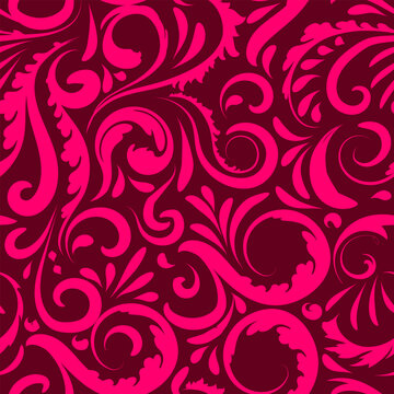 seamless flowers pattern, curls, curls pink background print