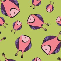 seamless pattern illustration of a snail multicolored bright print