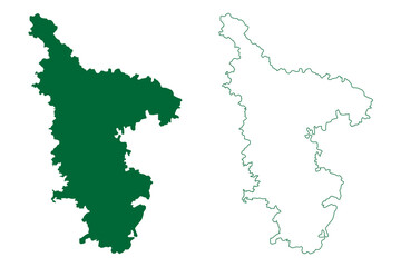 Kolhapur district (Maharashtra State, Pune Division, Republic of India) map vector illustration, scribble sketch Kolhapur map