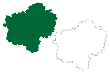Latur district (Maharashtra State, Aurangabad Division, Republic of India) map vector illustration, scribble sketch Latur map