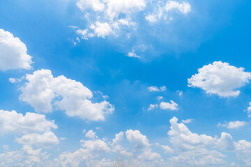 beautiful airatmosphere bright blue sky background abstract clear texture with white clouds.