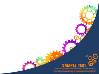 Abstract techno gear background with geometric colorful gear wheels. Space for gear text. Vector gears modern mechanism industrial concept. Technology gears background. Gears Vector illustration 