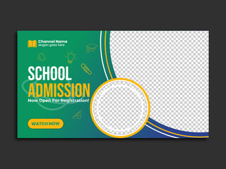 Kids School Admission YouTube thumbnail & video thumbnail template.