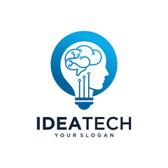 Creative idea flat line icon. Brain in lightbulb vector illustration. Thin sign of innovation, solution, education logo.
