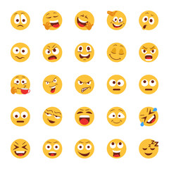 Flat icons for emojis.