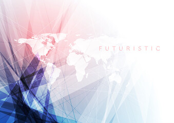 Abstract concept technology background with world map. Vector futuristic design