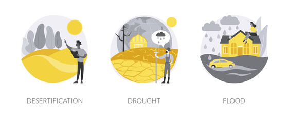 Obraz premium Climate change consequences abstract concept vector illustrations.