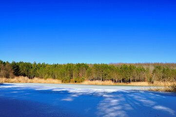 Frozen lake in Romania