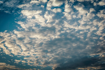 White, Fluffy Clouds In Blue Sky. Background From Clouds.