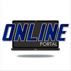 Icon of the online portal. Laptop with text online portal. Online portal vector