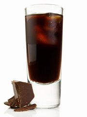 Iced Coffee with Chocolate on white Background - Isolated