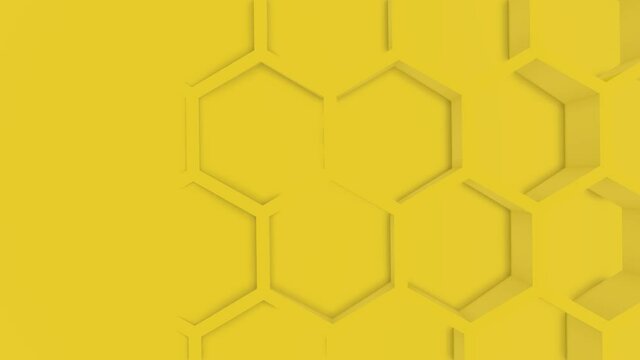 Abstract honeycomb pattern in yellow using as background, seamless 3d animation