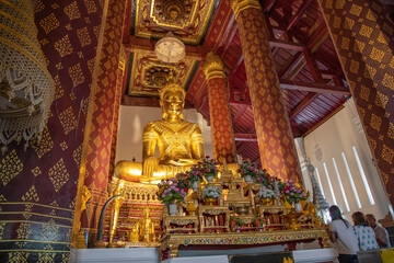 Ayutaya,Thailand-Oct 7,2017:main buddha at napramain temple ayuthaya