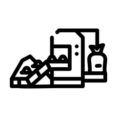 industrial packaging of compost line icon vector. industrial packaging of compost sign. isolated contour symbol black illustration
