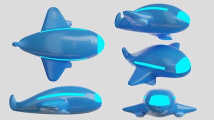 3D Illustration, 3D model Toy Airplane isolated blue plane
