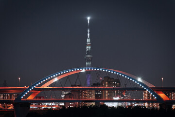 五色桜大橋のある夜景