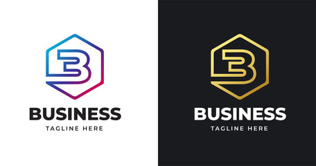 Letter initial B logo vector illustration with square lines design