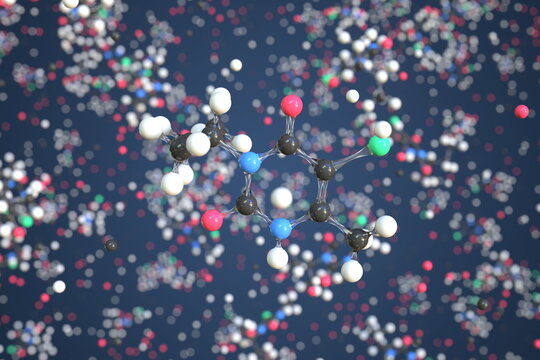 Bromacil molecule, conceptual molecular model. Scientific 3d rendering
