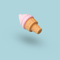 ice cream or popsicle on blue background. Concept of summer, sweets and candy. Illustration 3d....