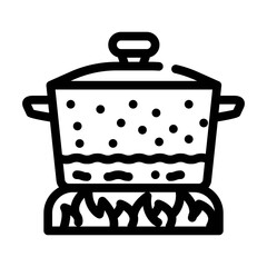 pan for cooking line icon vector. pan for cooking sign. isolated contour symbol black illustration