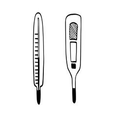 Set of doodle thermometers