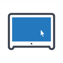 Mouse cursor icon, monitor icon, vector and glyph