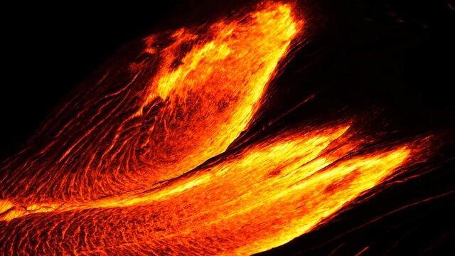 Tones of incandescent lava spread. Post-eruption volcanoes