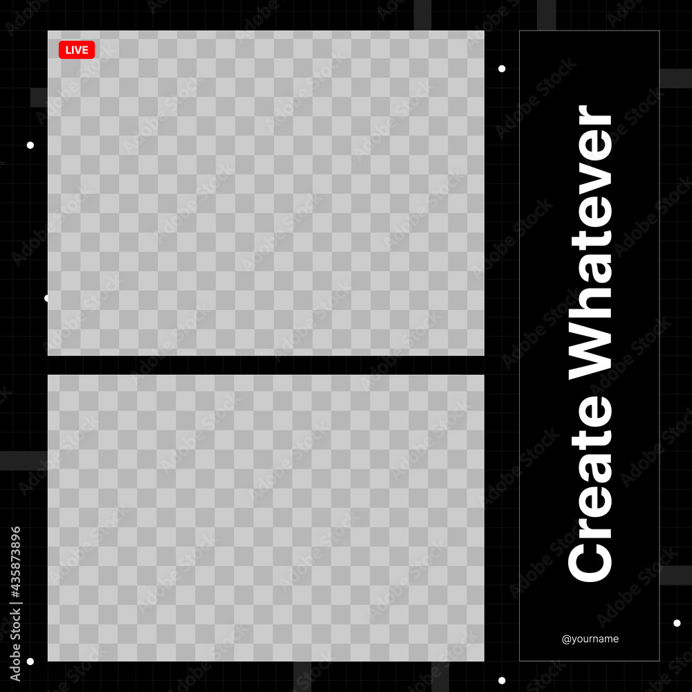 Aufkleber black square banner create whatever with two spots for your content under background. vector illustr