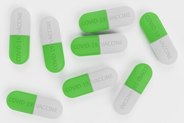 Realistic 3D Render of Covid-19 Vaccine Pill