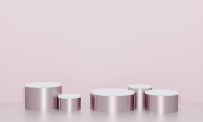 Scene with podium for mock up presentation in minimalism style with copy space, 3d render abstract background
