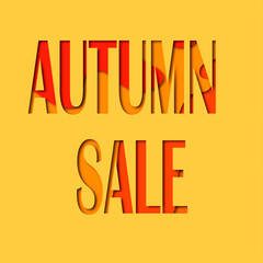 Tags with the inscription autumn sale. Yellow background. Paper cut style. Sales and discounts concept. 3D render.Vector.