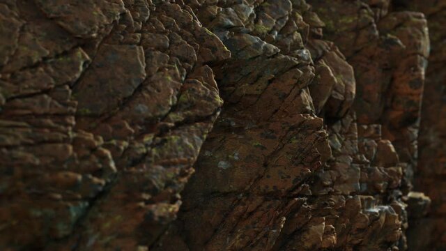 Solid rock with cracks close up