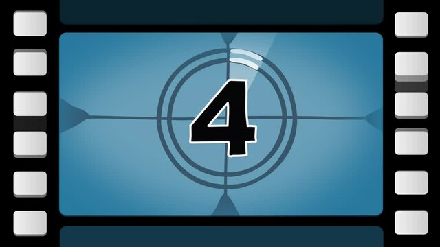 Cartoon counter clock with crazy film tape. Intro for any material. 1, 2, 3... Intro good for films, programs or any television form. 