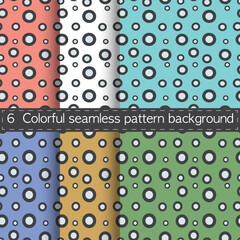 6 Colorful seamless pattern background. Abstract background set. Vector illustration.