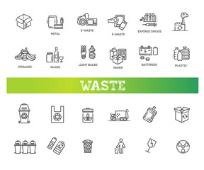 Garbage Vector Line Icons Set. Garbage icons set