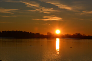 Stunning orange lake sunset 