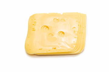 Cheese slice isolated on white background.
