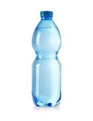 blue plastic water bottle