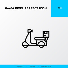 Delivery order with motorcycle icon. Logistics process 64x64 pixel perfect icon