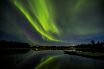 Naklejka na ściany i meble Northern lights in Kiruna, Lapland, Northern Sweden