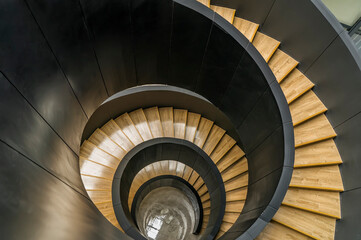 Modern spiral staircase. Contemporary architecture abstract background