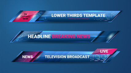Graphic set of Broadcast News Lower Thirds Banner